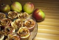 Baked apple pies in form of roses