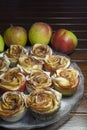 Baked apple pies in form of roses