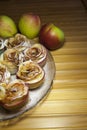 Baked apple pies in form of roses