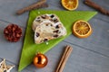 Baked Apple Stollen on Green Napkin