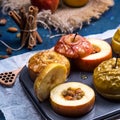 Baked apples as a healthy vegan sugar-free dessert Royalty Free Stock Photo