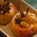Baked apples. Homemade healthy fruit dessert. Royalty Free Stock Photo