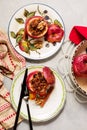 Baked apples with oatmeal, walnuts, raisins, honey and cinnamon Royalty Free Stock Photo