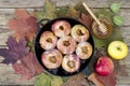 Baked apples with sugar, autumn dish, dessert Royalty Free Stock Photo