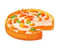 Baked Apricot Pie Made from Pastry Dough with Sweet Fruit and Creamy Filling with Cut Piece Vector Illustration