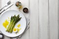 Baked asparagus with boiled egg Royalty Free Stock Photo