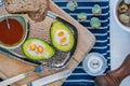 Baked avocado with quail eggs Royalty Free Stock Photo