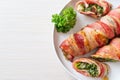baked bacon stuffed spinach and cheese Royalty Free Stock Photo