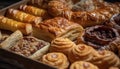 Baked baklava with walnut and fruit, a Turkish tradition generated by AI