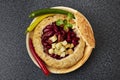 Baked bean dish in bread crust. Mexican food Royalty Free Stock Photo