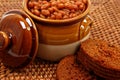 Baked Beans In Pot With Brown Bread