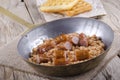 Baked beans with sausage and waffles Royalty Free Stock Photo