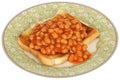 Baked Beans on Toast On a Plate Royalty Free Stock Photo