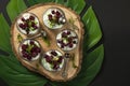 Baked beet mezes with dried cucumber Royalty Free Stock Photo