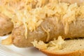 Baked bratwurst with sauerkraut