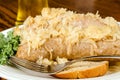 Baked bratwurst with sauerkraut