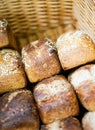 Baked Bread Loaves Displayed in Wicker Basket Royalty Free Stock Photo