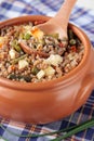 Baked buckwheat with vegetables and cheese