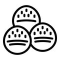 Baked buns icon outline vector. Bakery dessert rolls
