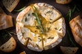 Baked camembert cheese, top view