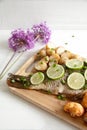 Baked carp with potato and cauliflower Royalty Free Stock Photo