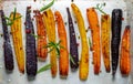 Baked carrots on a baking sheet