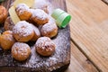 Baked castagnole. Traditional sweet pastries during the carnival period in italy.