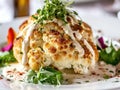 Baked Cauliflower, Roasted Cabbage Dish, Fried Cauliflower with Cream Sauce and Fresh Greens