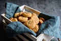 Baked Cheddar cheese crackers sprinkled with poppy seeds