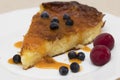 Baked cheese pudding with blueberries Royalty Free Stock Photo
