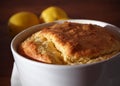 Baked cheese soufflÃÂ© portion in a ramekin Royalty Free Stock Photo