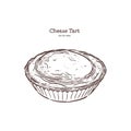 Baked cheese tart, hand draw sketch vector