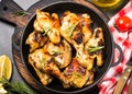 Baked chicken barbeque top view. Royalty Free Stock Photo