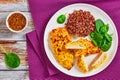 Baked Chicken breast with red rice Royalty Free Stock Photo