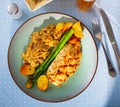 Baked chicken breast served with potatoes and mushrooms Royalty Free Stock Photo