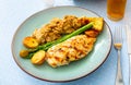 Baked chicken breast served with potatoes and mushrooms Royalty Free Stock Photo