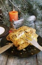 Baked chicken for Christmas Royalty Free Stock Photo