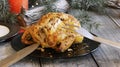 Baked chicken for Christmas Royalty Free Stock Photo