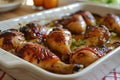 Baked chicken drumsticks in honey-mustard marinade