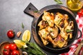 Baked chicken top view. Royalty Free Stock Photo