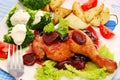 Baked chicken leg in plum sauce Royalty Free Stock Photo