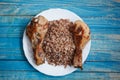 Baked chicken legs with buckwheat. Food for every day. Healthy food.