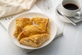 Baked Chicken Puff Pastry in white plate Royalty Free Stock Photo