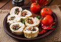 Baked chicken rolls with mushrooms and paprika