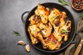 Baked chicken top view. Royalty Free Stock Photo