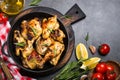 Baked chicken top view. Royalty Free Stock Photo