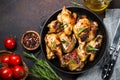 Baked chicken top view. Royalty Free Stock Photo