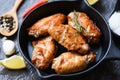 Baked chicken wings with sauce and herbs and spices cooking thai asian food rosemary chicken grilled