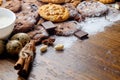 Baked chocolate chips cookies and peanut cookies. Royalty Free Stock Photo