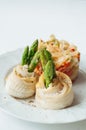 Baked Cod and Asparagus Rolls Royalty Free Stock Photo